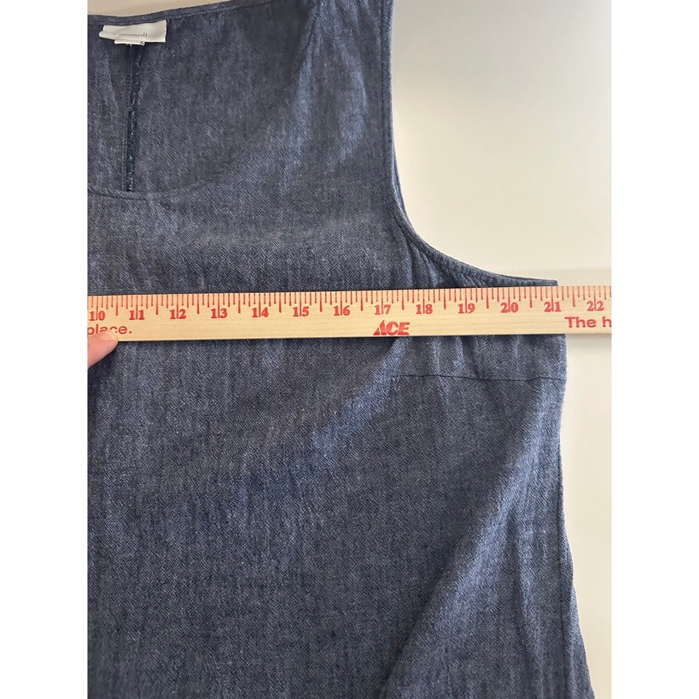 Pure Jill J. JILL Linen Blend Tank Dress Sz XL Midi‎ Blue Lagenlook Minimalist - Picture 5 of 13